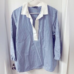 Brooks Brothers V-Neck Tunic Blouse | Size XL